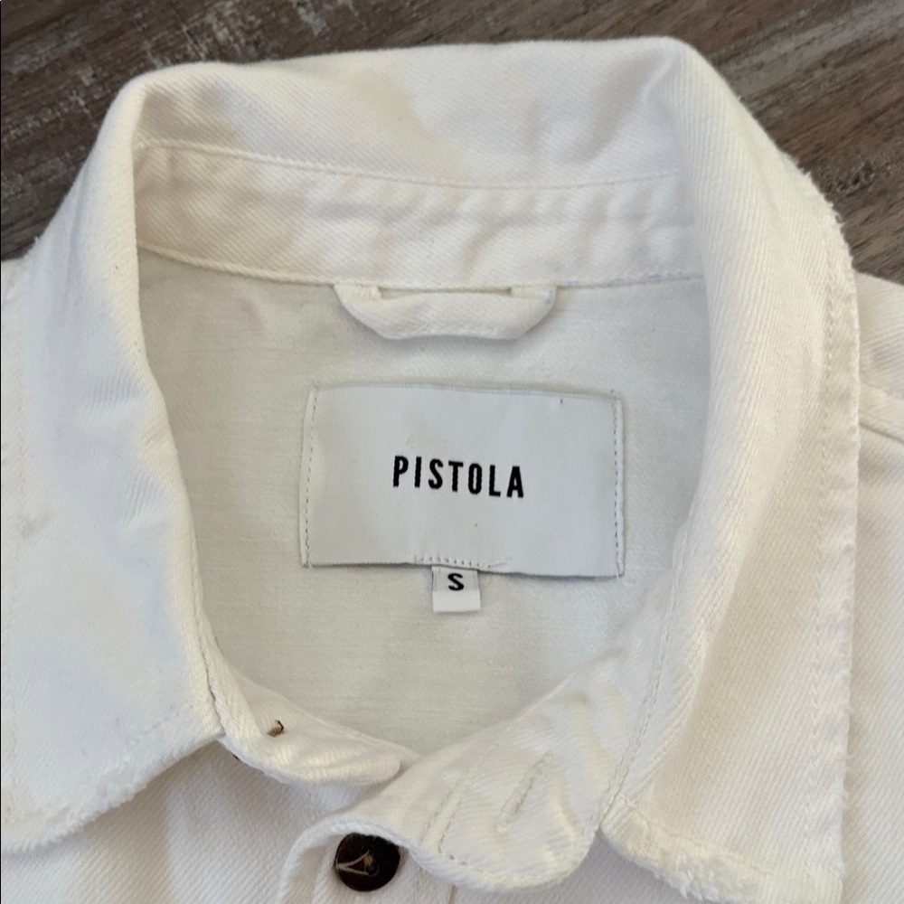 Revolve Pistola Hensley Raw-Edge Cropped Denim Jacket White - Picture 4 of 6